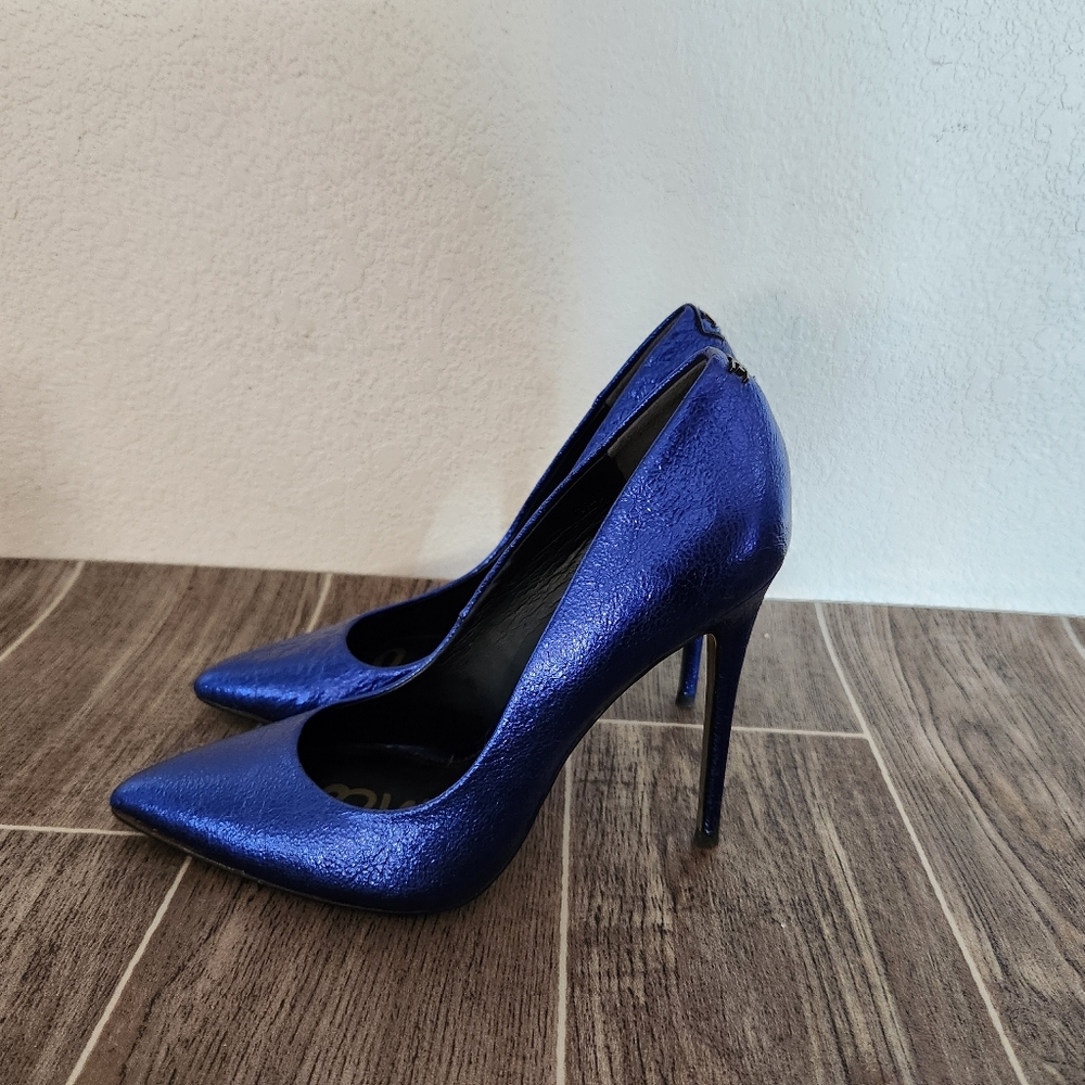 Sam Edelman Metallic Blue Heels "Danna" - Leather Stilettos - Picture 4 of 9